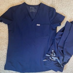 Figs Catarina Navy Blue Scrub Top- SMALL